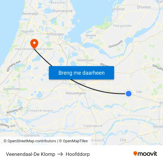 Veenendaal-De Klomp to Hoofddorp map
