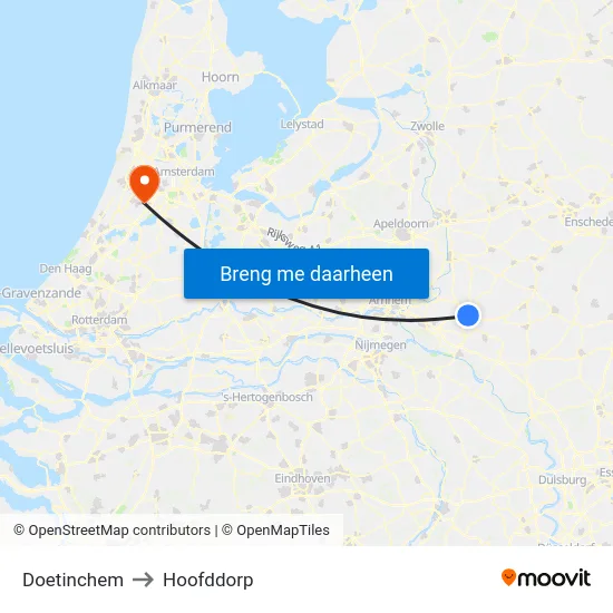 Doetinchem to Hoofddorp map