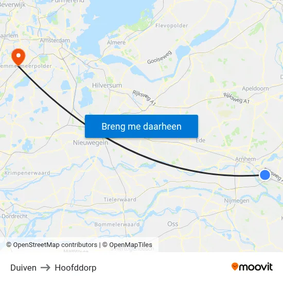 Duiven to Hoofddorp map