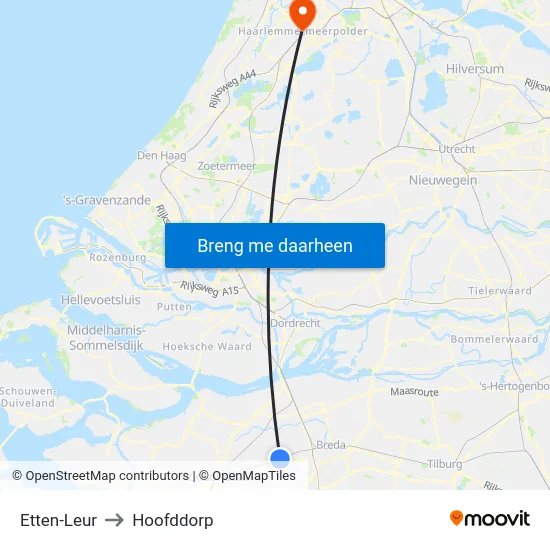Etten-Leur to Hoofddorp map