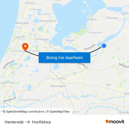 Harderwijk to Hoofddorp map