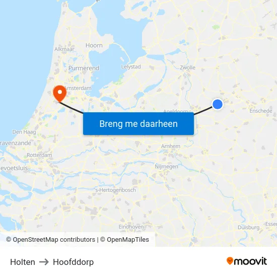 Holten to Hoofddorp map