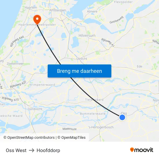 Oss West to Hoofddorp map