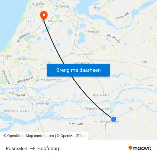Rosmalen to Hoofddorp map