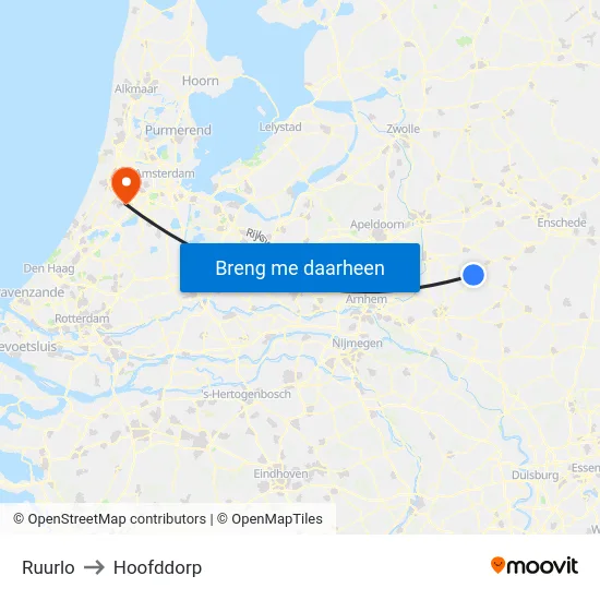 Ruurlo to Hoofddorp map