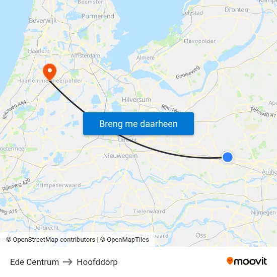 Ede Centrum to Hoofddorp map