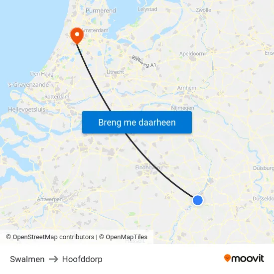 Swalmen to Hoofddorp map