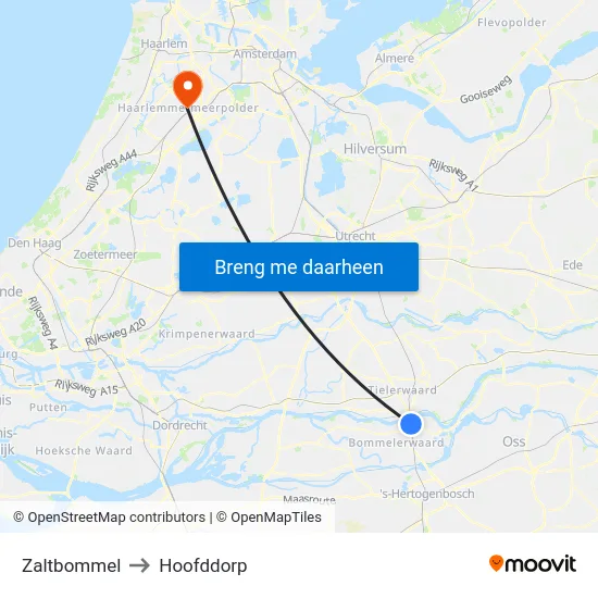 Zaltbommel to Hoofddorp map