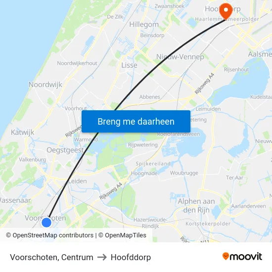 Voorschoten, Centrum to Hoofddorp map
