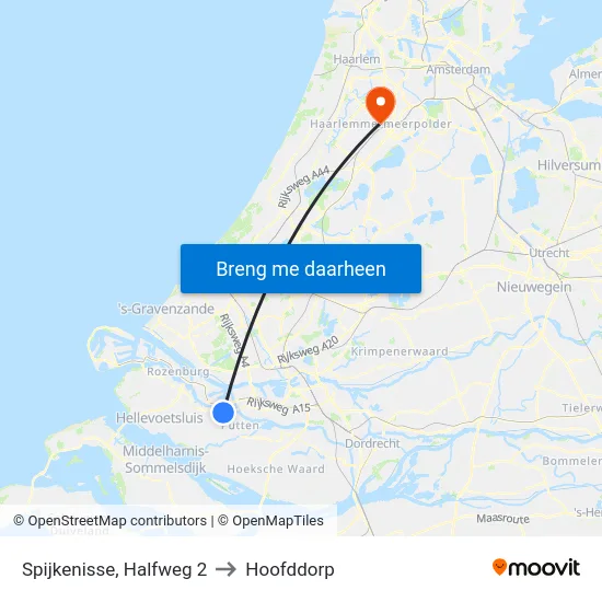 Spijkenisse, Halfweg 2 to Hoofddorp map