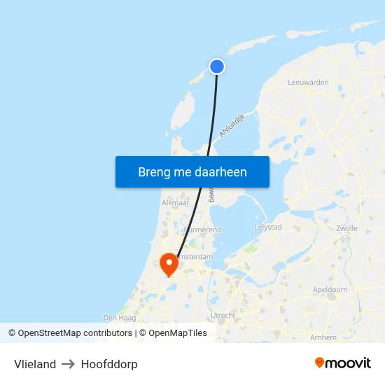 Vlieland to Hoofddorp map