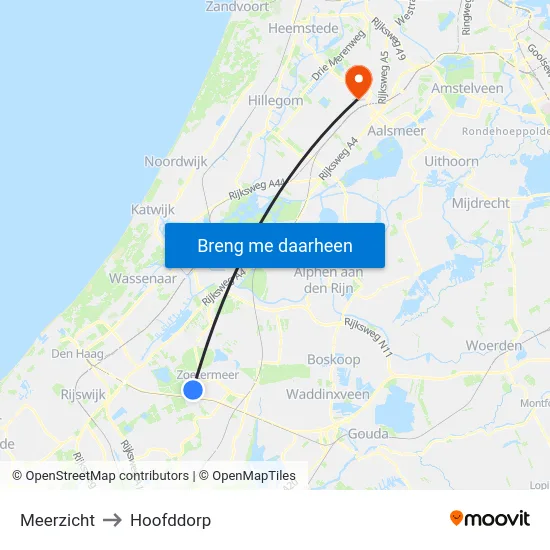 Meerzicht to Hoofddorp map