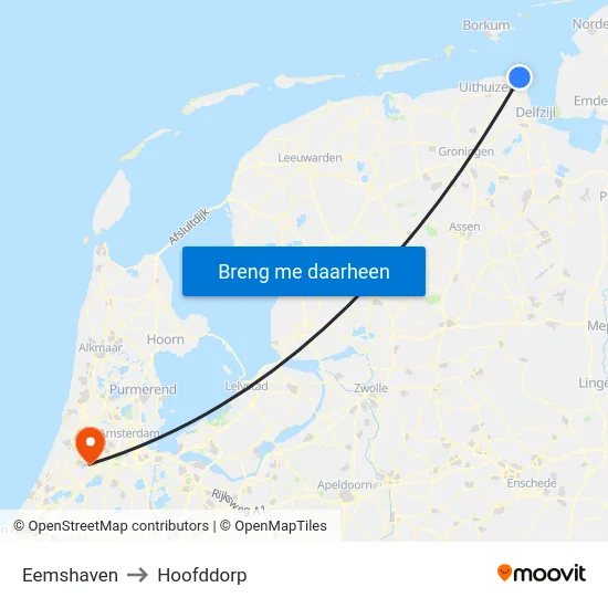 Eemshaven to Hoofddorp map