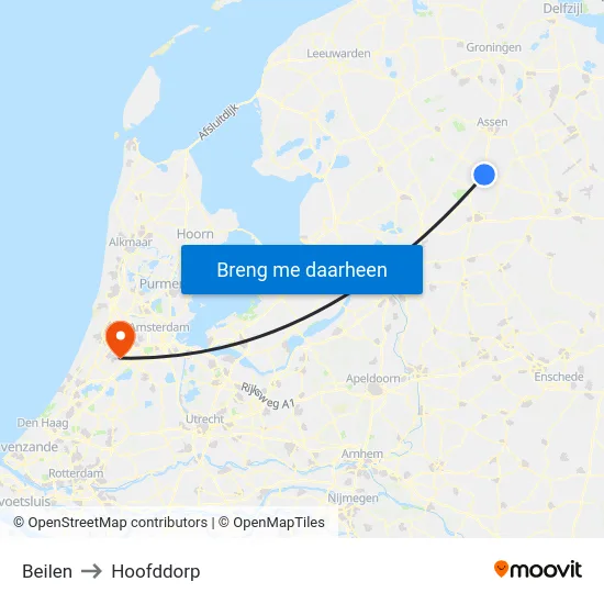 Beilen to Hoofddorp map