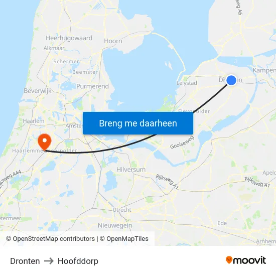 Dronten to Hoofddorp map