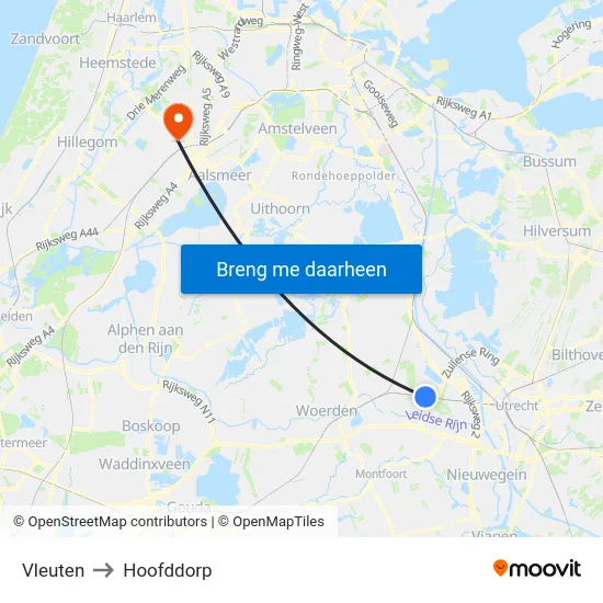 Vleuten to Hoofddorp map