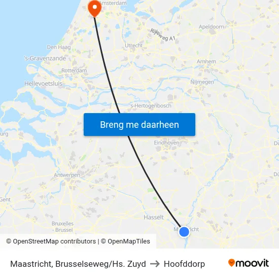 Maastricht, Brusselseweg/Hs. Zuyd to Hoofddorp map