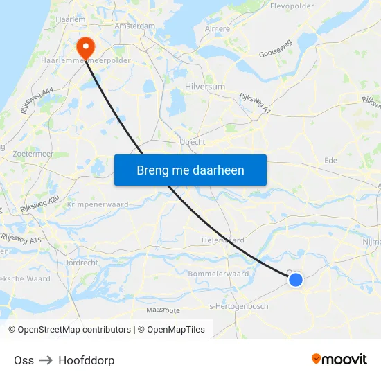 Oss to Hoofddorp map