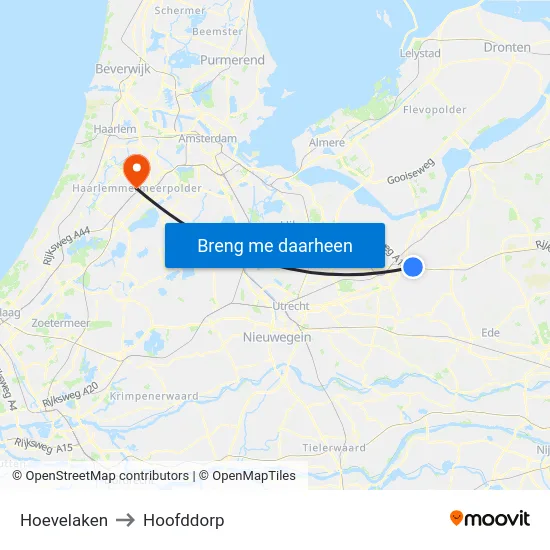 Hoevelaken to Hoofddorp map
