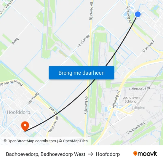 Badhoevedorp, Badhoevedorp West to Hoofddorp map