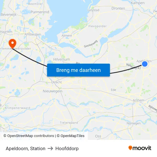 Apeldoorn, Station to Hoofddorp map