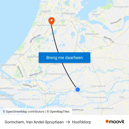 Gorinchem, Van Andel-Spruytlaan to Hoofddorp map