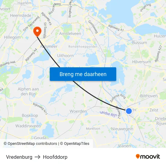 Vredenburg to Hoofddorp map