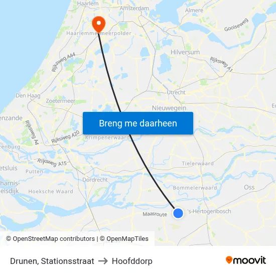 Drunen, Stationsstraat to Hoofddorp map