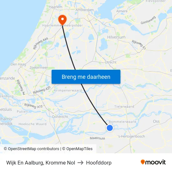 Wijk En Aalburg, Kromme Nol to Hoofddorp map
