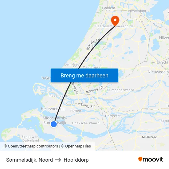 Sommelsdijk, Noord to Hoofddorp map