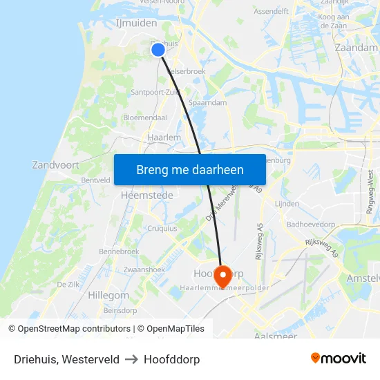 Driehuis, Westerveld to Hoofddorp map