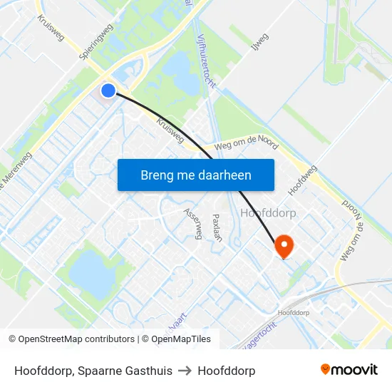 Hoofddorp, Spaarne Gasthuis to Hoofddorp map