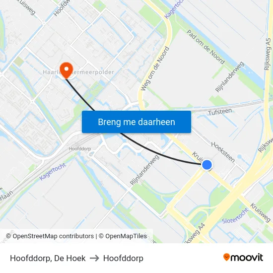 Hoofddorp, De Hoek to Hoofddorp map