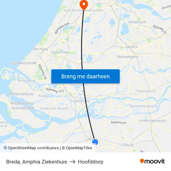 Breda, Amphia Ziekenhuis to Hoofddorp map