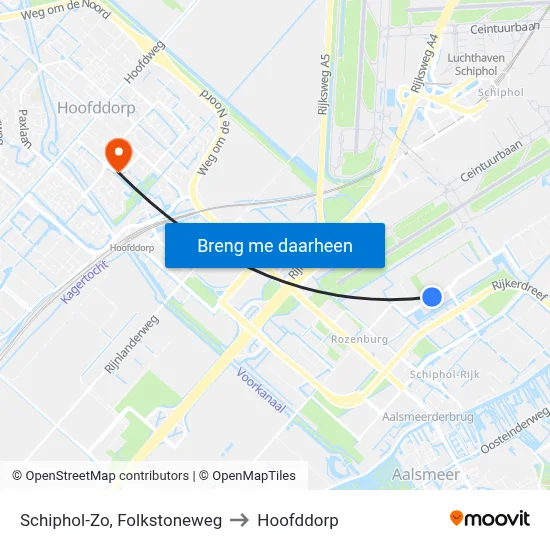 Schiphol-Zo, Folkstoneweg to Hoofddorp map