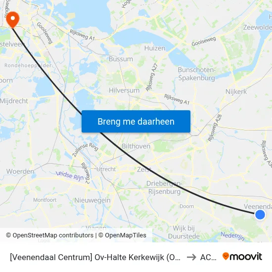 [Veenendaal Centrum] Ov-Halte Kerkewijk (Oostzijde) to ACTA map
