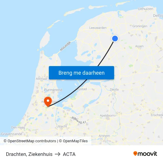 Drachten, Ziekenhuis to ACTA map