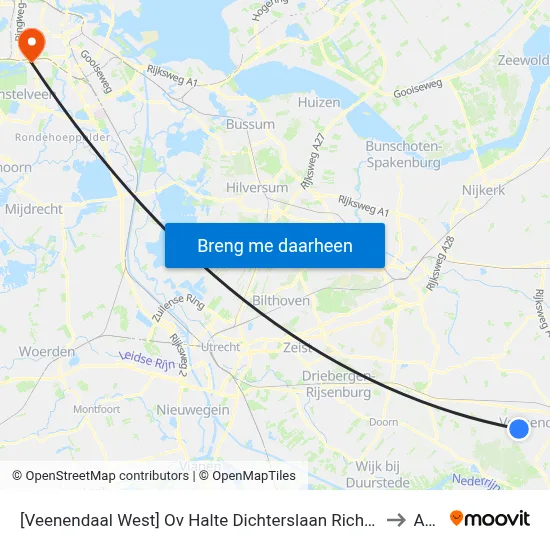 [Veenendaal West] Ov Halte Dichterslaan Richting Veenendaal Centrum to ACTA map