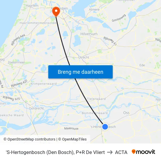 'S-Hertogenbosch (Den Bosch), P+R De Vliert to ACTA map