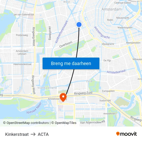Kinkerstraat to ACTA map
