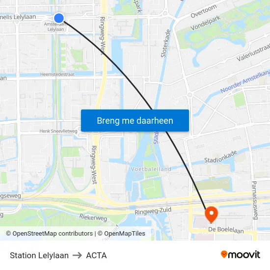Station Lelylaan to ACTA map