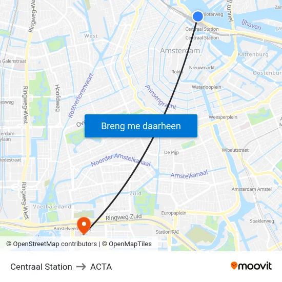 Centraal Station to ACTA map