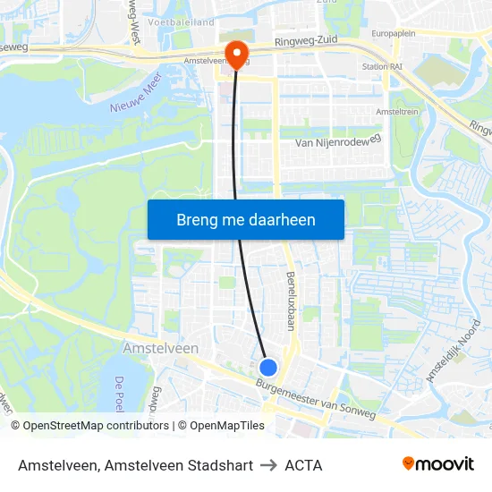 Amstelveen, Amstelveen Stadshart to ACTA map