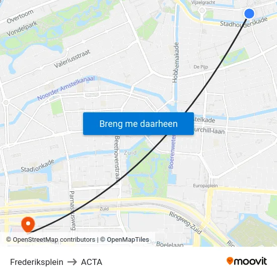 Frederiksplein to ACTA map