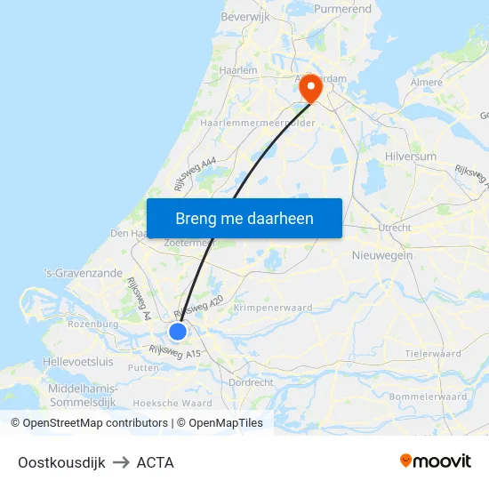 Oostkousdijk to ACTA map