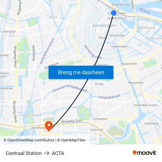 Centraal Station to ACTA map