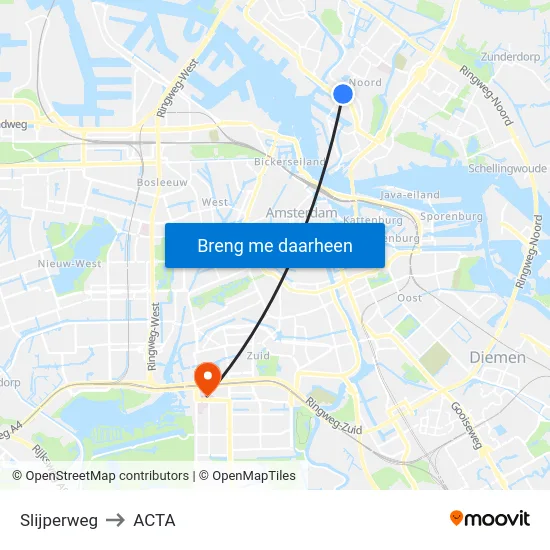 Slijperweg to ACTA map