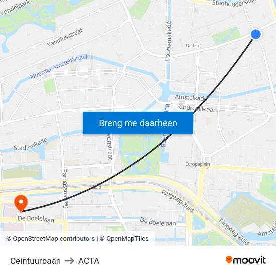 Ceintuurbaan to ACTA map