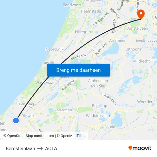 Beresteinlaan to ACTA map