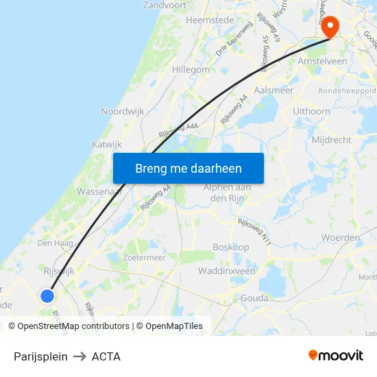 Parijsplein to ACTA map